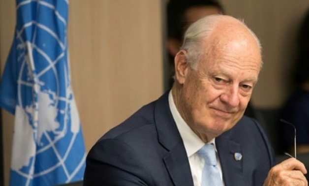 © POOL/AFP/File | Special Envoy of the UN Secretary-General for Syria, Staffan de Mistura, pictured in Geneva, on July 14, 2017
