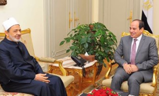 President Abdel Fatah Al-Sisi meets with Al Azhar Grand Imam Ahmed el Tayyeb on Tuesday, Cairo- REUTERS
