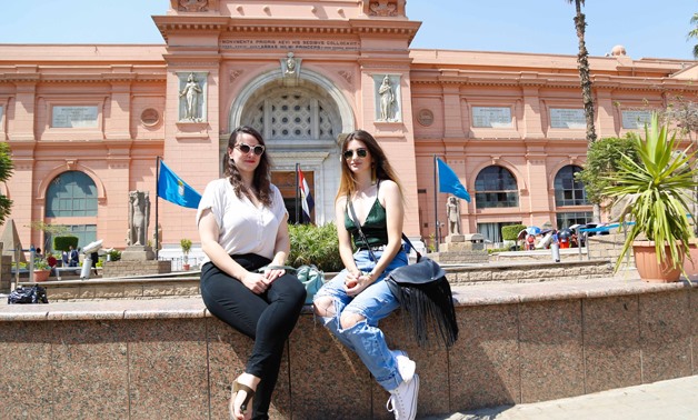 The two girls in front of the Egyptian Museum - Karim Abdel Aziz