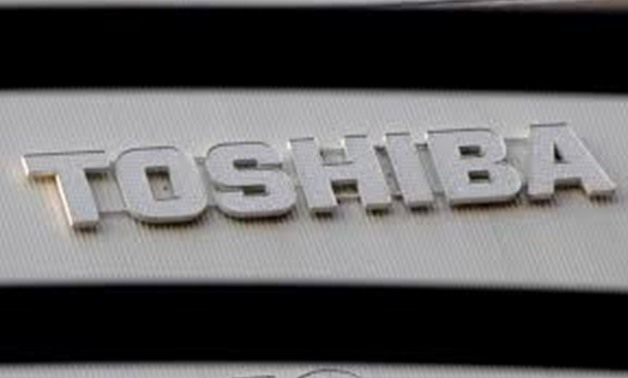 FILE PHOTO: A logo of Toshiba Corp is seen outside an electronics retail store in Tokyo, Japan, January 19, 2017.
