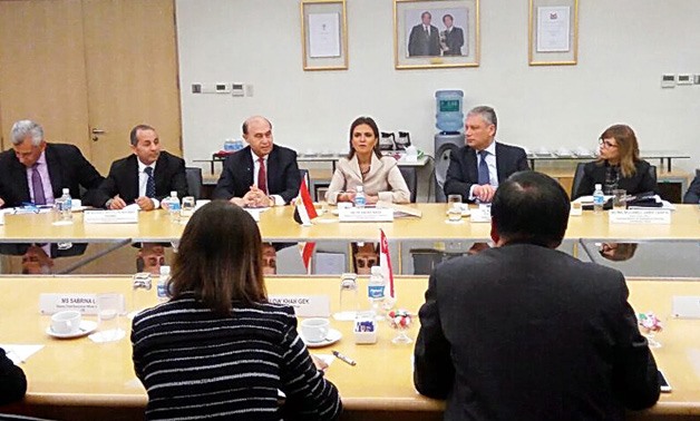  Minister of Investment Sahar Nasr and chairman of the Suez Canal Authority Mohab Mamesh in Singapore- Press Photo