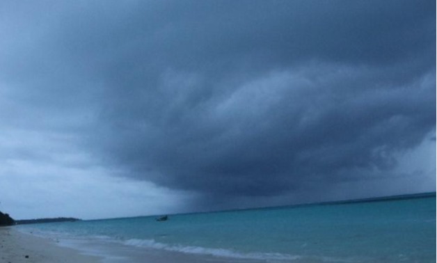 A monsoon cloud moving menacingly towards Kavaratti, the capital of Lakshadweep Island.