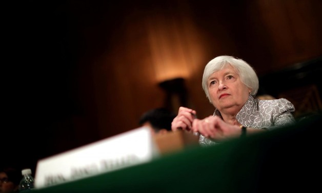 FILE PHOTO: Federal Reserve Chair Janet Yellen testifies before a Senate Banking Committee hearing on the 'Semiannual Monetary Policy Report to the Congress' on Capitol Hill in Washington, U.S. July 13, 2017.
Carlos Barria/File Photo