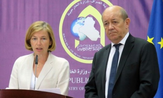 © AFP | French Foreign Affairs Minister Jean-Yves Le Drian (R) and French Defence Minister Florence Parly (L) attend a press conference following a meeting with Iraqi Foreign Minister in Baghdad