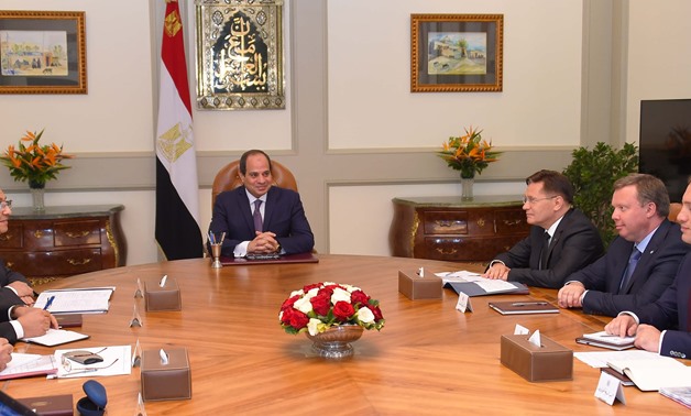 The meeting of President Sisi and ROSATOM CEO Alexey Likhachev (R) – Press Photo by the office of the presidency’s spokesperson