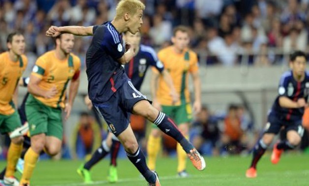 Japan's Keisuke Honda scores the penalty against Australia in Saitama that took Japan to the 2014 World Cup. Now he's out to do it again on Thursday