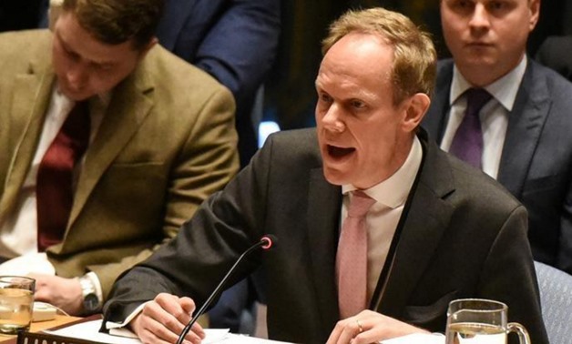  Britain's Ambassador to the United Nations Matthew Rycroft delivers remarks at the United Nations Headquarters, in New York