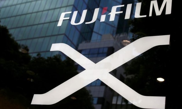 Fujifilm's company logo is seen at its exhibition hall nearby the headquarters of Fujifilm Holdings Corp in Tokyo, Japan June Kim REUTERS- Kyung-Hoon
