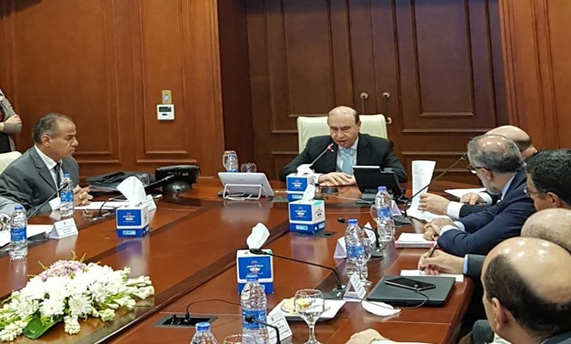 Chairman of Suez Canal Authority Mohab Mamesh's meeting with the authority's board of directors Wednesday- Press Photo
