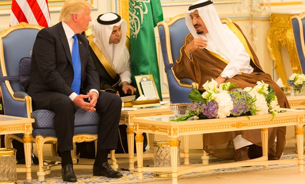 Trump and Salman shortly during Riyadh Summit proceedings May 2017