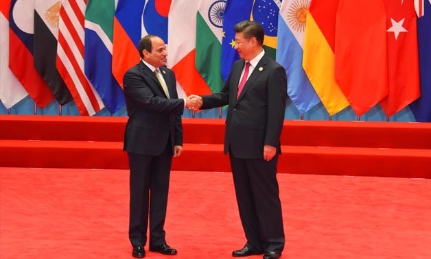 President Abdel Fatah al Sisi (L) and Chinese President Xi Jinping (R) during the G20 Summit meetings in Hangzhou, China on September 4, 2016- Press Photo