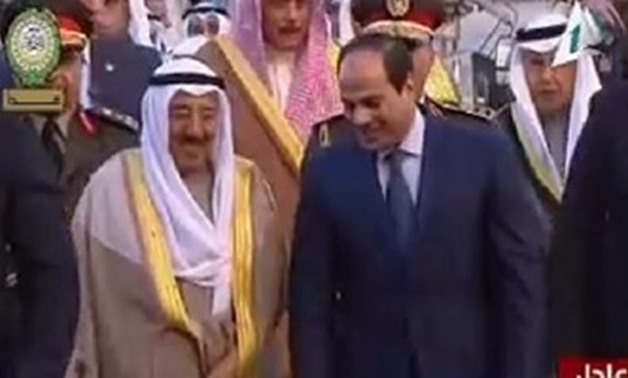 Egypt's President Abdel Fatah Al-Sisi with Kuwaiti Emir Sheikh Sabah al Ahmed al Jaber al Sabah - File Photo
