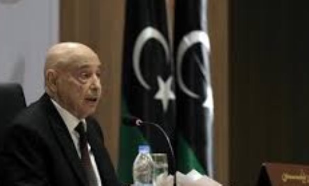 Aguila Saleh, Libya's parliament president, speaks during the first session at parliament headquarters in Benghazi, Libya April 13, 2019. REUTERS/Esam Omran Al-Fetori