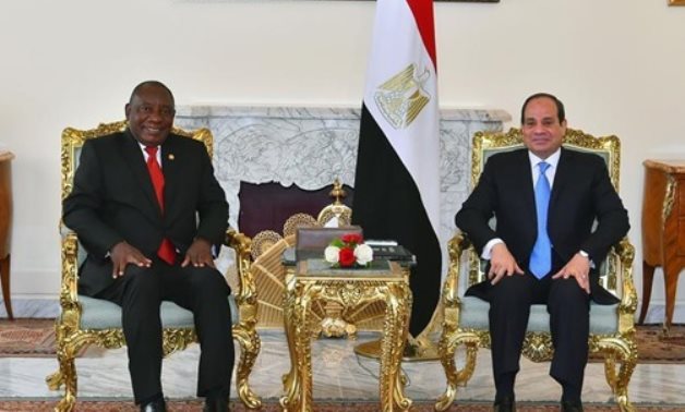 FILE - President Abdel Fatah al-Sisi received his South African counterpart Cyril Ramaphosa in Ittihadiya presidential palace. December 12, 2019. Press Photo