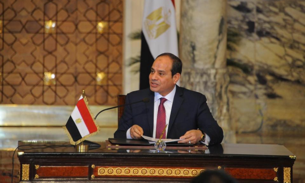 File- President Abdel Fattah El-Sisi in a press conference in 2017- Press photo