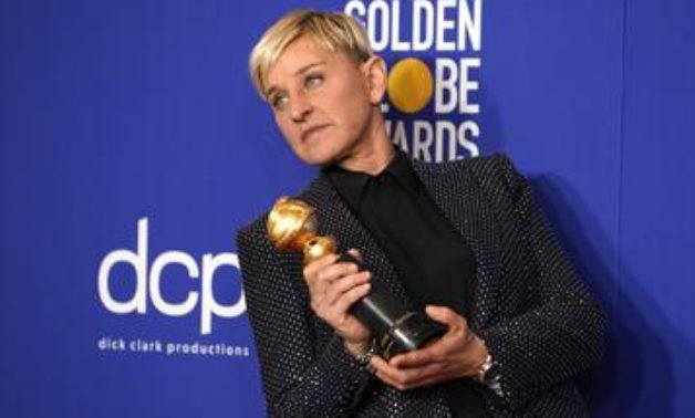 FILE PHOTO: 77th Golden Globe Awards - Photo Room - Beverly Hills, California, U.S., January 5, 2020 - Ellen DeGeneres poses backstage with her Carol Burnett award. REUTERS/Mike Blake/FILE PHOTO