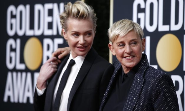 FILE PHOTO: 77th Golden Globe Awards - Arrivals - Beverly Hills, California, U.S., January 5, 2020 - Portia de Rossi and Ellen DeGeneres. REUTERS/Mario Anzuoni