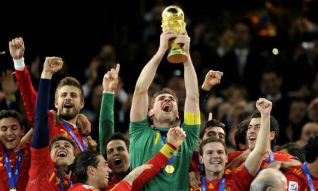 Iker Casillas holds World Cup trophy - FILE