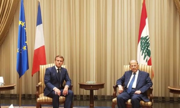 Lebanese President Michel Aoun received French President Emmanuel Macron at the Rafiq Hariri airport in Lebanon- press photo