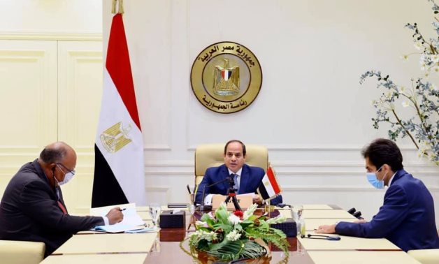 President Abdel Fattah El Sisi took part on Sunday in a virtual donors’ conference co-hosted by French President Emmanuel Macron and the United Nations, with the aim of obtaining aid for Beirut. - Press photo