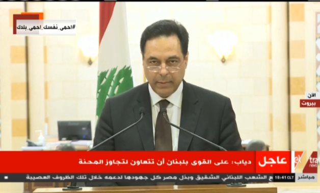 Lebanon’s Prime Minister Hassan Diab in an official televised speech announced the government resignation