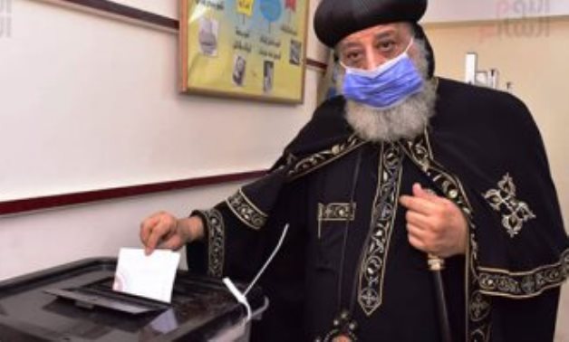Pope Twadros II of Alexandria and Patriarch of St. Mark Diocese on Tuesday cast his ballot in the Senate elections.