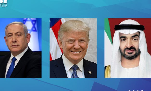 From right to left: Israeli Prime Minister Benjamin Netanyahu, US President Donald Trump, and Crown Prince of Abu Dhabi – photo courtesy of WAM