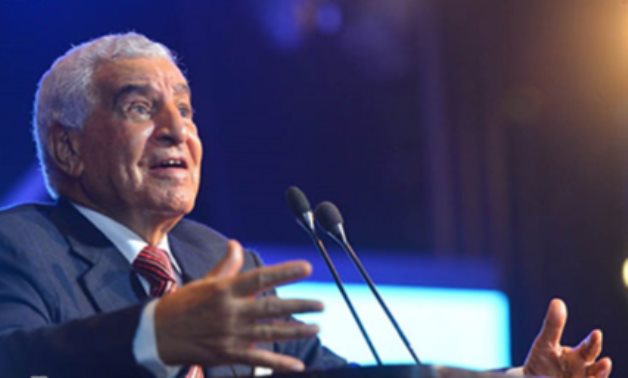 Renowned Egyptian archaeologist Zahi Hawass giving a speech in the presence of Egypt’s Minister of State for Youth & Sports 