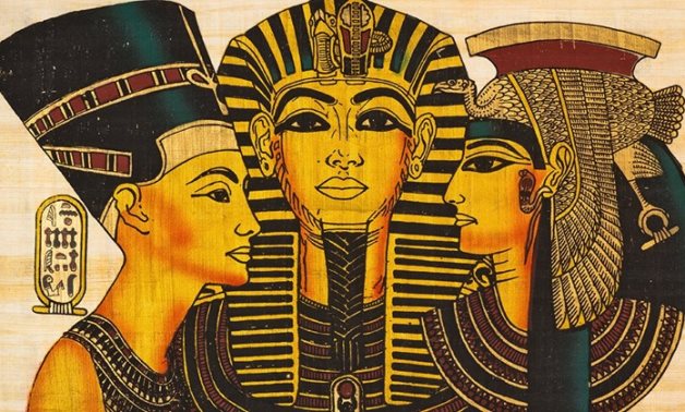 Papyrus illustrating the ancient Pharaohs of Egypt - Press photo