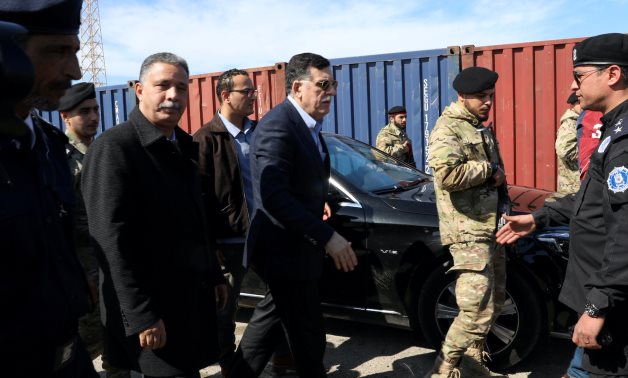 FILE PHOTO: Fayez Mustafa al-Sarraj, Libya's internationally recognized Prime Minister, visits Tripoli port after an attack, Libya February 19, 2020. REUTERS/Ismail Zitouny
