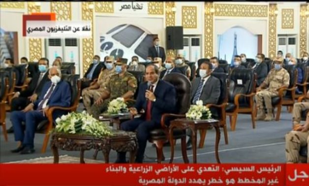 President Abdel Fatah al-Sisi inaugurating national projects in Alexandria via video-conference on August 29, 2020. TV screenshot 