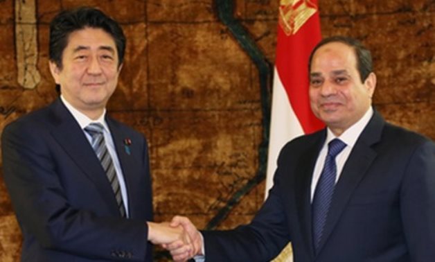 Sisi and Shinzo Abe in Cairo in 2015 - Press photo