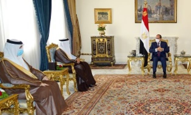 President Abdel Fattah El Sisi received on Saturday Bahraini Foreign Minister Abdul Latif al Zayani in Cairo- September 5, 2020- photo courtesy of Bahrain's Foreign Ministry 