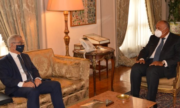 Egyptian Foreign Minister Sameh Shoukry and his Maltese counterpart Evarist Bartolo - press photo
