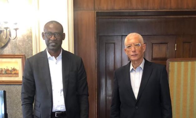 Egyptian Deputy Foreign Minister for African Affairs Ambassador Hamdi Sanad Loza meets with Chief of Staff of the Bureau of the Chairperson of the African Union (AU) Commission Abdoulaye Diop- press photo.