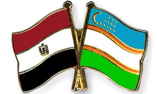 Egypt and Uzbekistan flag pins - FILE 