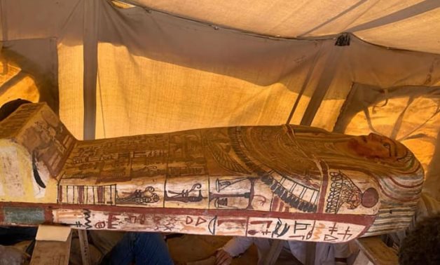 One of the newly discovered coffins in Saqqara - photo via Egypt's Min. of Tourism & Antiquities 