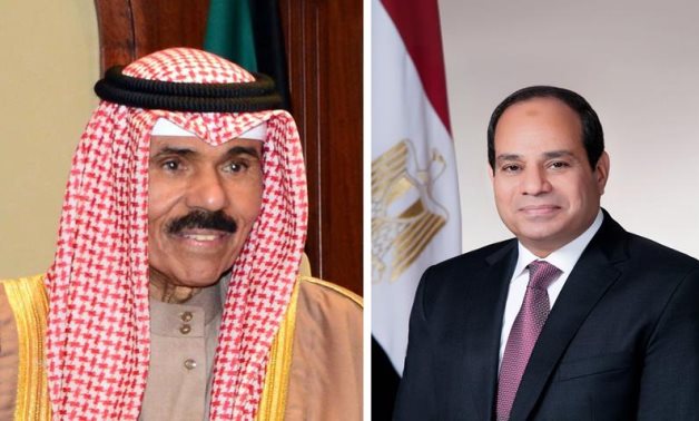 Photo compilation of President Abdel Fattah El Sisi (R) and Sheikh Nawaf Al-Ahmad Al-Sabah (L) - Presidency 