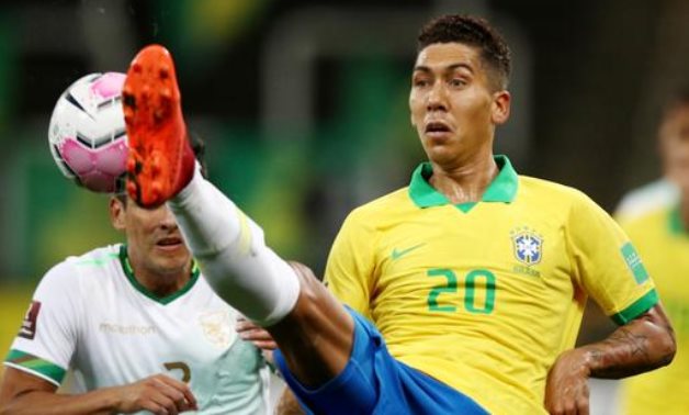 Brazil striker Roberto Firmino against Bolivia, Reuters