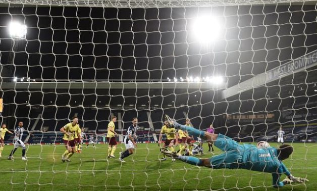 Burnley's Nick Pope makes a save, Reuters 