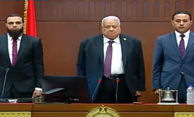 Mahmoud Turki of Nour Salafist Party (left) during the inaugural session of the Egyptian Senate - Youtube still