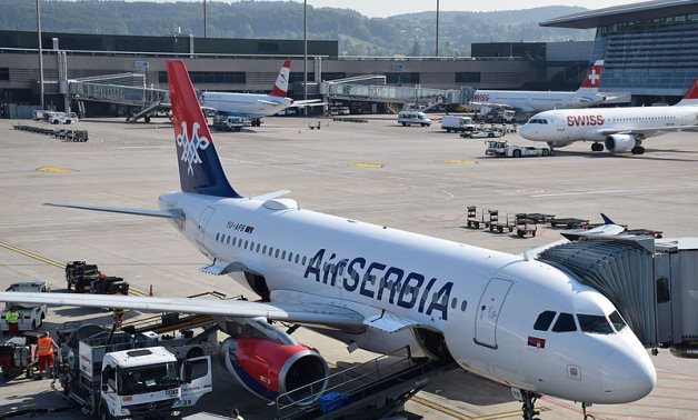 FILE - Air Serbia Airbus A319-131 at the gate in Zurich – Wikimedia Commons