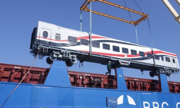 FILE – Transmashholding railcar purchased by Egypt upon arrival in Alexandria Port