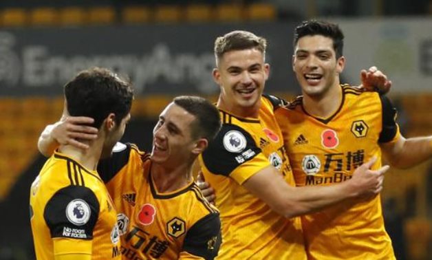 Wolves players celebrate the victory, Reuters 