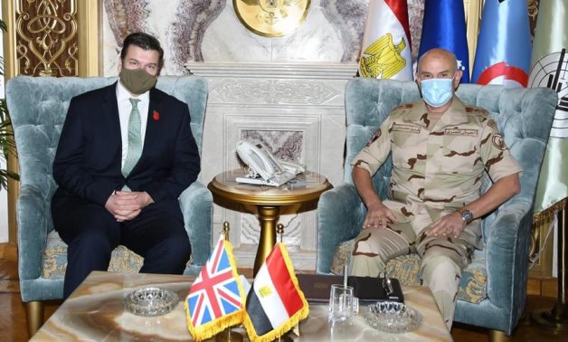 UK Parliamentary Under Secretary of State James Heappey and Chief of Staff Mohamed Farid in Cairo on November 3, 2020. Press Photo 