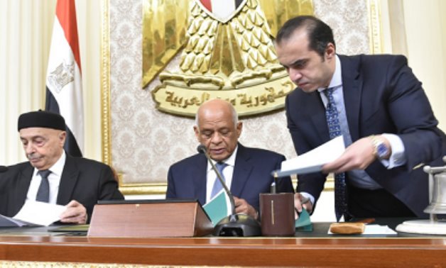 Libya's Parliament Speaker Aquila Saleh and Egypt's Parliament Speaker Ali Abdel Aal - File Photo