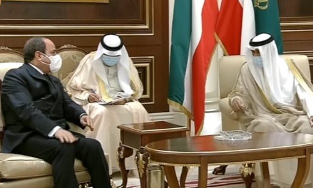 File- President Abdel Fattah El Sisi visits Kuwait and meets with Kuwaiti Emir Sheikh Nawaf Al Ahmad - Presidency/screenshot