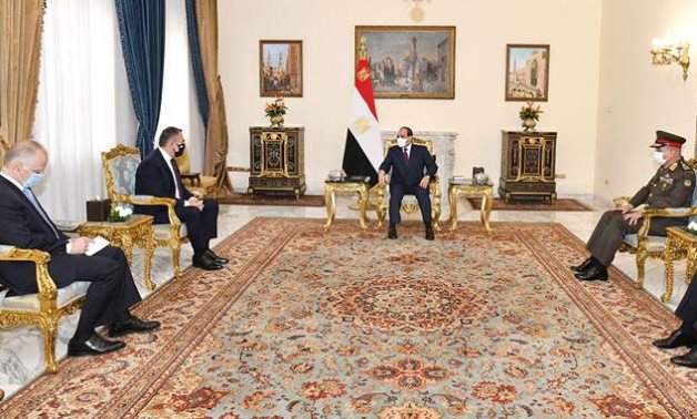 President Abdel Fattah El Sisi meets with Greek Defense Nikolaos Panagiotopoulos in Cairo- press photo