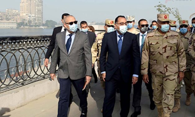 Egyptian Prime Minister Mustafa Madbouli made an inspection tour of the under-construction “Walk of Egypt’s People” along the Nile Corniche on Thursday- press photo