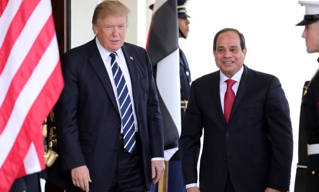 U.S. President Donald Trump welcomes Egypt's President Abdel Fattah al-Sisi at the White House in Washington - Reuters